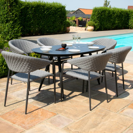 Pebble 6 Seat Oval Dining Set / Flanelle