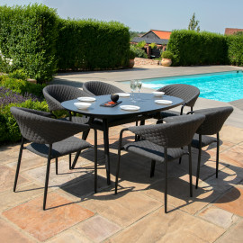 Pebble 6 Seat Oval Dining Set / Charcoal