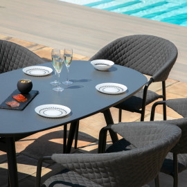 Pebble 6 Seat Oval Dining Set / Charcoal