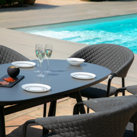 Pebble 6 Seat Oval Dining Set / Charcoal