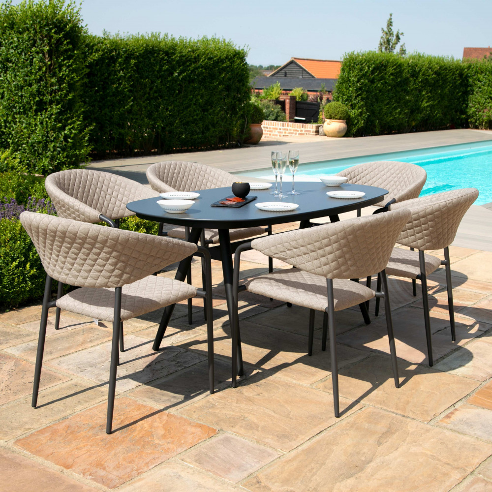 Pebble 6 Seat Oval Dining Set / Taupe