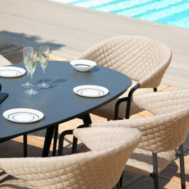 Pebble 6 Seat Oval Dining Set / Taupe