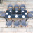 Pebble 8 Seat Rectangular Dining Set - Fire Pit Table / Flanelle
