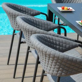 Pebble 8 Seat Rectangular Dining Set - Fire Pit Table / Flanelle