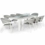 Pebble 8 Seat Rectangular Dining Set - Fire Pit Table / Lead Chine