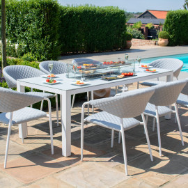 Pebble 8 Seat Rectangular Dining Set - Fire Pit Table / Lead Chine