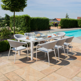 Pebble 8 Seat Rectangular Dining Set - Fire Pit Table / Lead Chine
