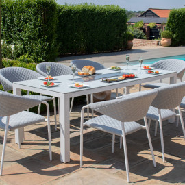 Pebble 8 Seat Rectangular Dining Set - Fire Pit Table / Lead Chine