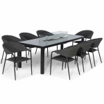 Pebble 8 Seat Rectangular Dining Set - Fire Pit Table / Charcoal