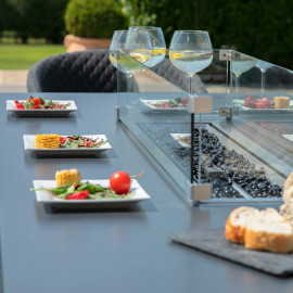 Pebble 8 Seat Rectangular Dining Set - Fire Pit Table / Charcoal