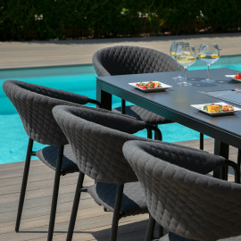 Pebble 8 Seat Rectangular Dining Set - Fire Pit Table / Charcoal