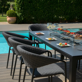 Pebble 8 Seat Rectangular Dining Set - Fire Pit Table / Charcoal