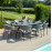 Pebble 8 Seat Oval Dining Set / Flanelle