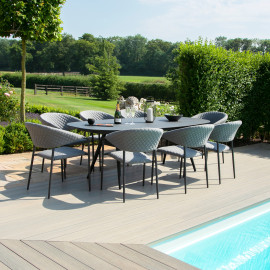 Pebble 8 Seat Oval Dining Set / Flanelle