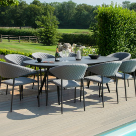 Pebble 8 Seat Oval Dining Set / Flanelle