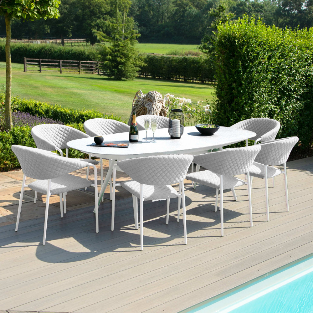 Pebble 8 Seat Oval Dining Set / Lead Chine