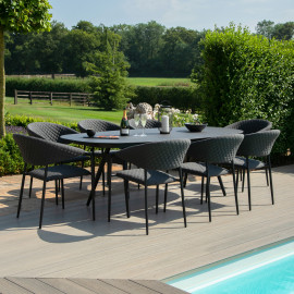 Pebble 8 Seat Oval Dining Set / Charcoal