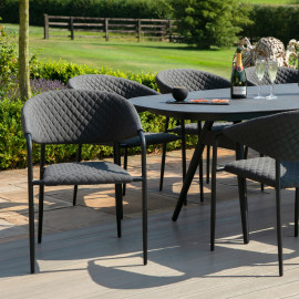 Pebble 8 Seat Oval Dining Set / Charcoal