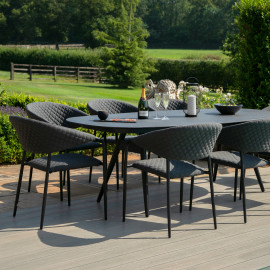 Pebble 8 Seat Oval Dining Set / Charcoal