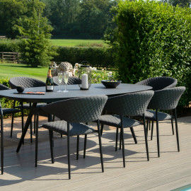 Pebble 8 Seat Oval Dining Set / Charcoal