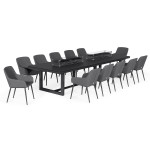 Zest 12 Seat Rectangular Dining Set with Fire Pit Table / Flanelle
