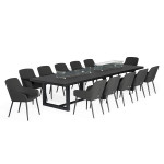 Zest 12 Seat Rectangular Dining Set with Fire Pit Table / Charcoal
