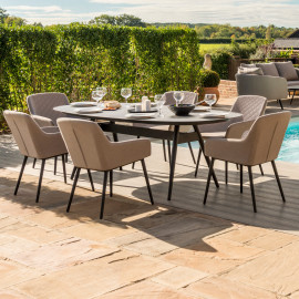 Zest 6 Seat Oval Dining Set / Flanelle
