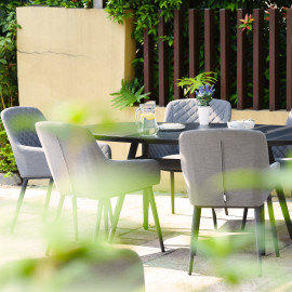 Zest 6 Seat Oval Dining Set / Flanelle