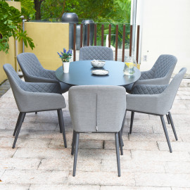 Zest 6 Seat Oval Dining Set / Flanelle