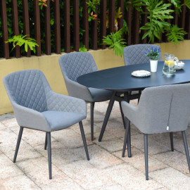 Zest 6 Seat Oval Dining Set / Flanelle