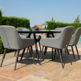 Zest 6 Seat Oval Dining Set / Flanelle