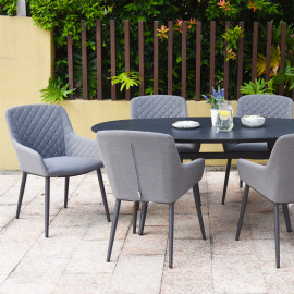 Zest 6 Seat Oval Dining Set / Flanelle