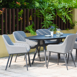 Zest 6 Seat Oval Dining Set / Flanelle