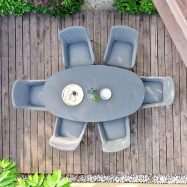 Zest 6 Seat Oval Dining Set / Flanelle