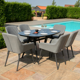Zest 6 Seat Oval Dining Set / Flanelle
