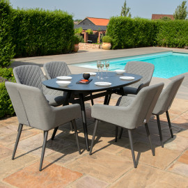 Zest 6 Seat Oval Dining Set / Flanelle