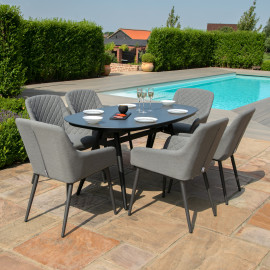 Zest 6 Seat Oval Dining Set / Flanelle