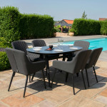 Zest 6 Seat Oval Dining Set / Charcoal