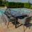 Zest 8 Seat Rectangular Dining Set with Fire Pit Table / Flanelle