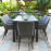Zest 8 Seat Rectangular Dining Set with Fire Pit Table / Flanelle