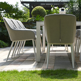 Zest 8 Seat Rectangular Dining Set with Fire Pit Table / Lead Chine