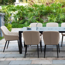 Zest 8 Seat Rectangular Dining Set with Fire Pit Table / Taupe