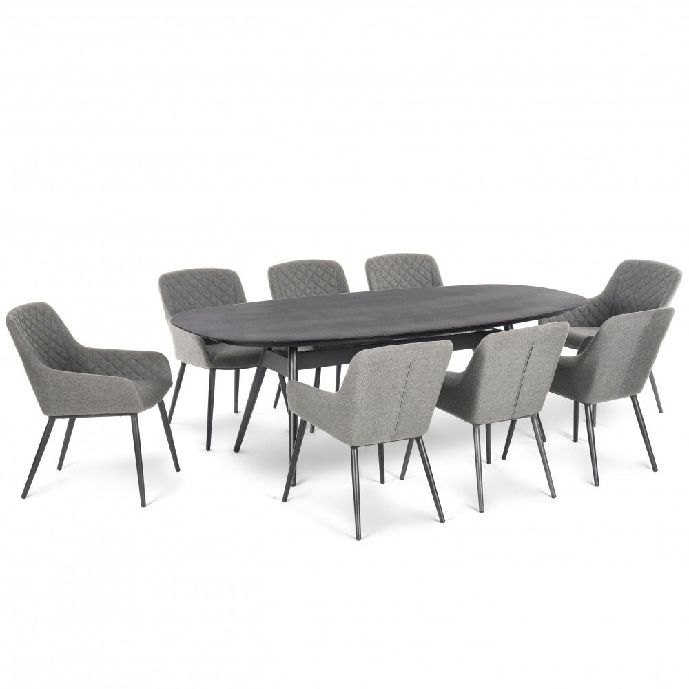 Zest 8 Seat Oval Dining Set / Flanelle