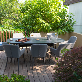 Zest 8 Seat Oval Dining Set / Flanelle