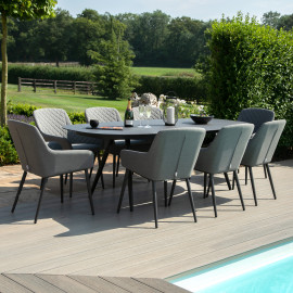 Zest 8 Seat Oval Dining Set / Flanelle