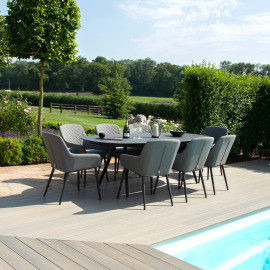 Zest 8 Seat Oval Dining Set / Flanelle