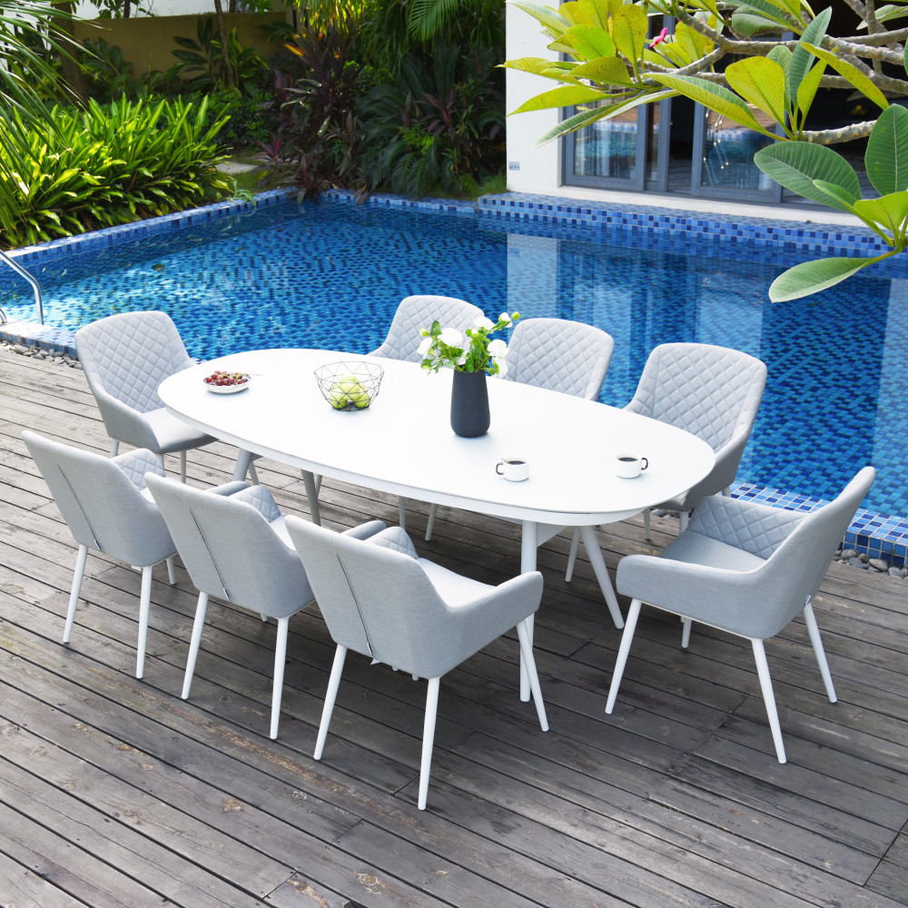 Zest 8 Seat Oval Dining Set / Lead Chine