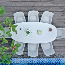 Zest 8 Seat Oval Dining Set / Lead Chine