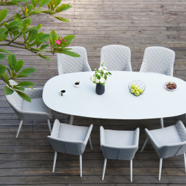 Zest 8 Seat Oval Dining Set / Lead Chine