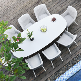 Zest 8 Seat Oval Dining Set / Lead Chine